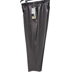 Vtg Donnkenny Woman Size 22W Choco Turq Plaid Striped Dress Slacks Elastic NWT